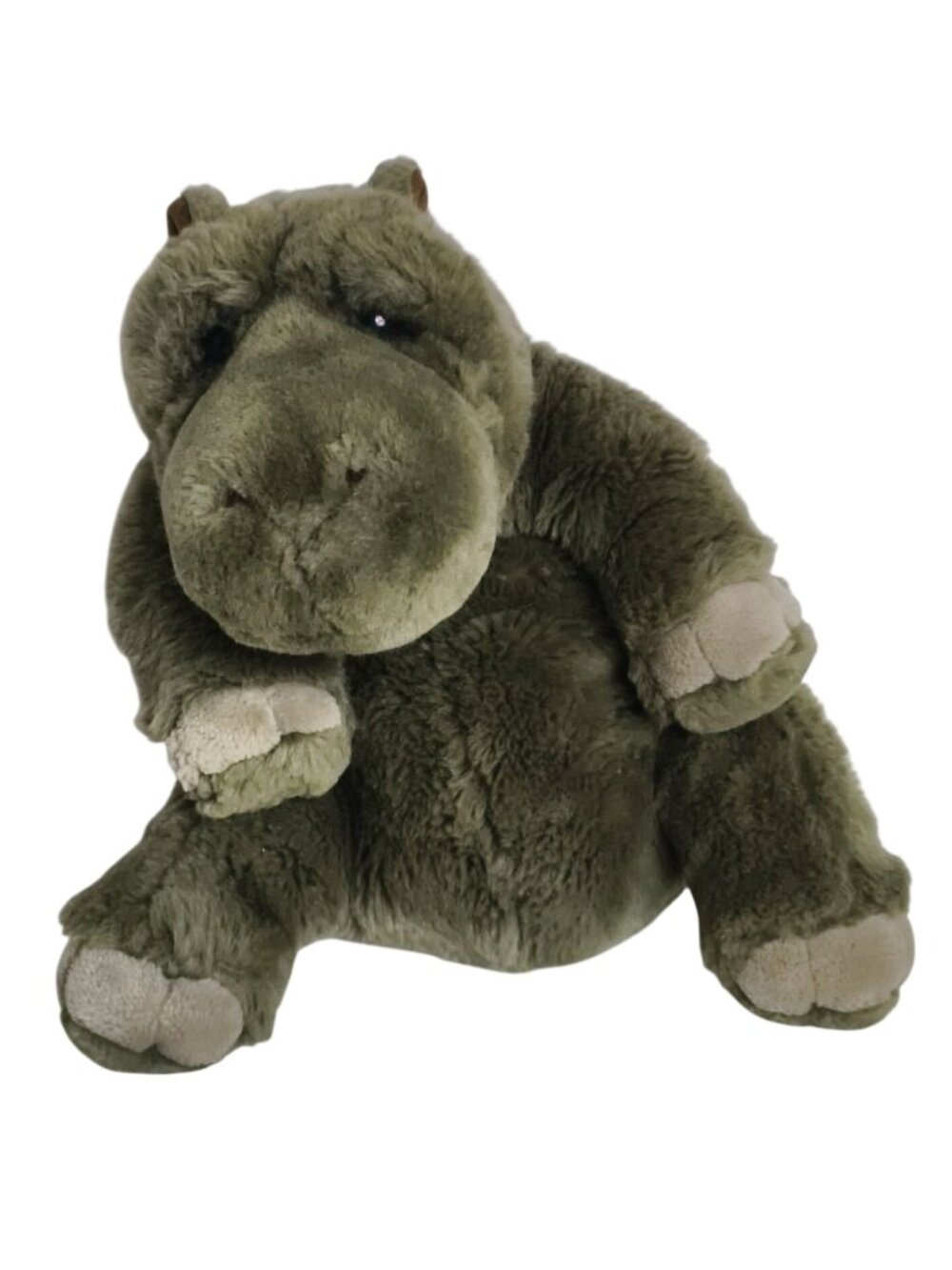 Lou Rankin Hippo Plush 15" Gray Green Stuffed Animal Soft Cuddly Collectible Gif